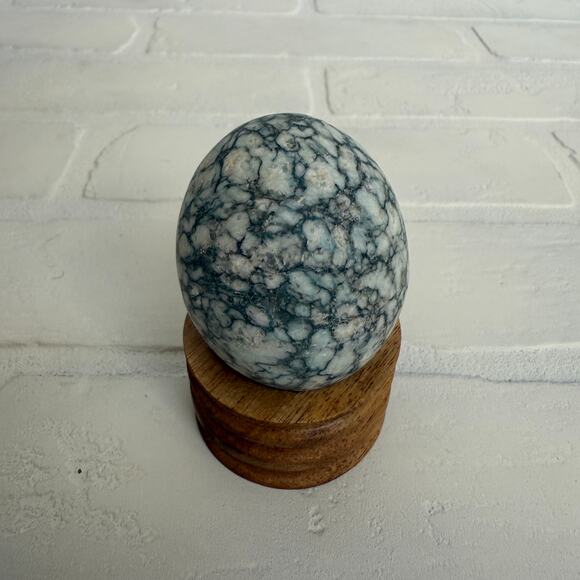 Set of 3 Vintage Honed Natural Stone Eggs Yellow Blue Black - Picture 8 of 9